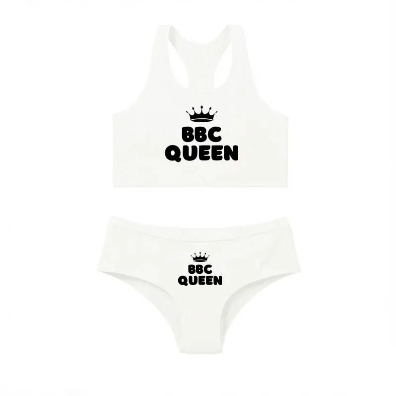One Set BBC QUEEN Round Neck Tank Top And Panties Set Women's Underwear Sets Cute Cotton Underwear Sexy Lingerie For Women Set — image 7