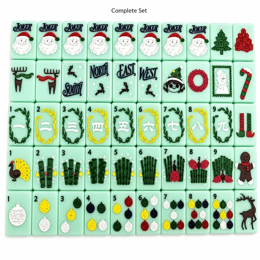Original Design Christmas American Mahjong 160 Tiles - Acrylic 36x25x11mm with Jokers and Winds Holiday Game — image 3