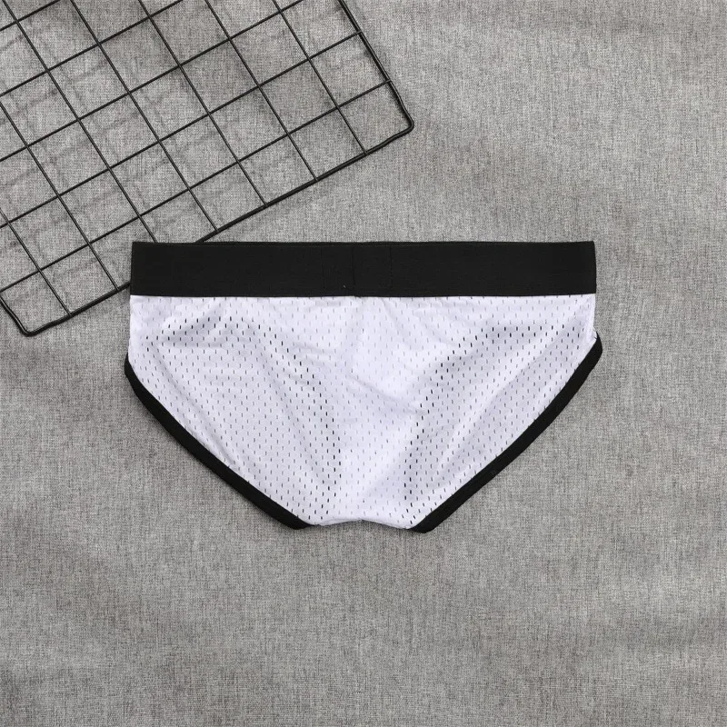 2026 solid color new men's low waist through mesh breathable briefs addicted underwear AD4-M388 — image 7