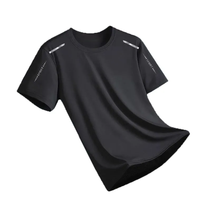 New Ice Silk Running Shirts Men Loose Short Sleeve Top Basketball Gym Sportswear For Male Fitness Workout Mesh Breathable Tee
