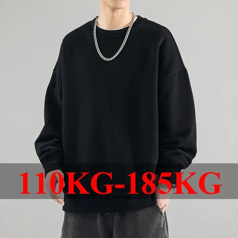 Plus size pullovers masculinos moletom de algodão completo 5xl 6xl 7xl outono inverno mangas compridas impresso topos roupas masculinas 110kg-180kg — image 3