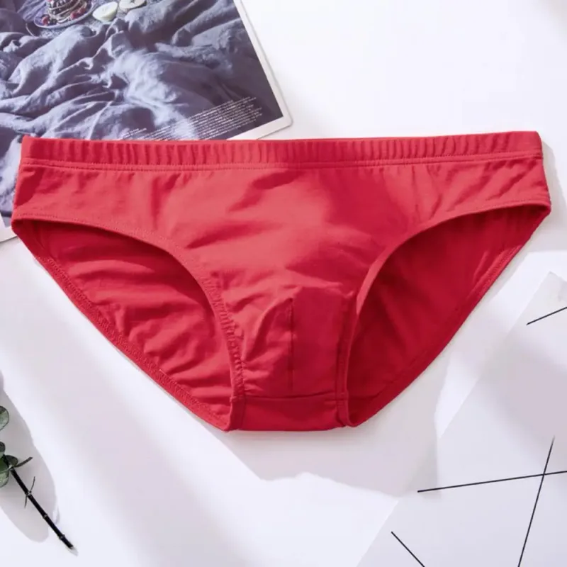 Cotton Briefs Adult Man Briefs Stretchy Breathable Solid Color Male Underwear Low Waist Cotton Underpants Plus Size Men Cotto — image 5
