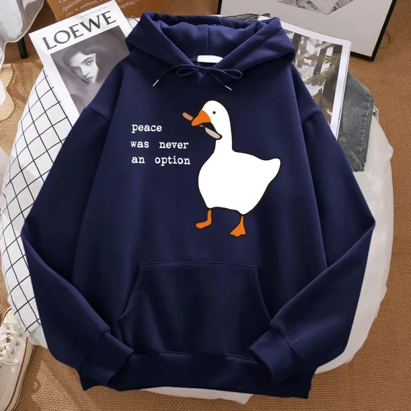 Fred var aldrig en mulighed Trykt sweatshirt til mænd Street Oversize Efterår Hætte Hipster Bløde hættetrøjer Hip Hop Varmt Sportstøj