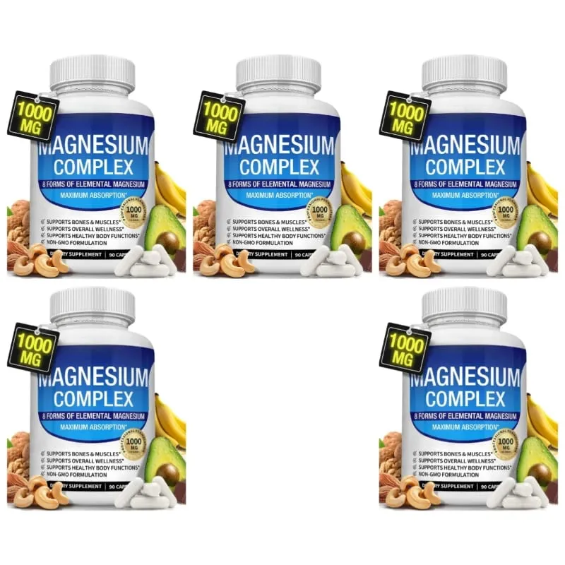 Nutrition Magnesium Complex Capsules 8-Form Elemental Magnesium Supports Healthy Body Functions 1000 Mg 90 Capsules — image 11