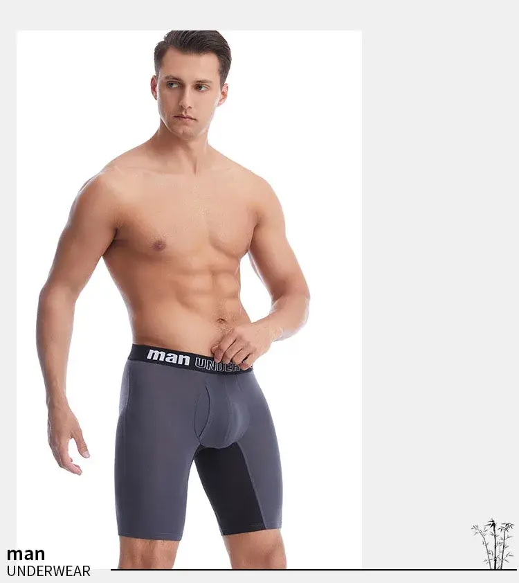 3 pçs dos homens boxers tamanho grande sexy calcinha pacote boxer shorts de fibra de bambu cuecas longas homme calcinha 5xl-7xl — image 3