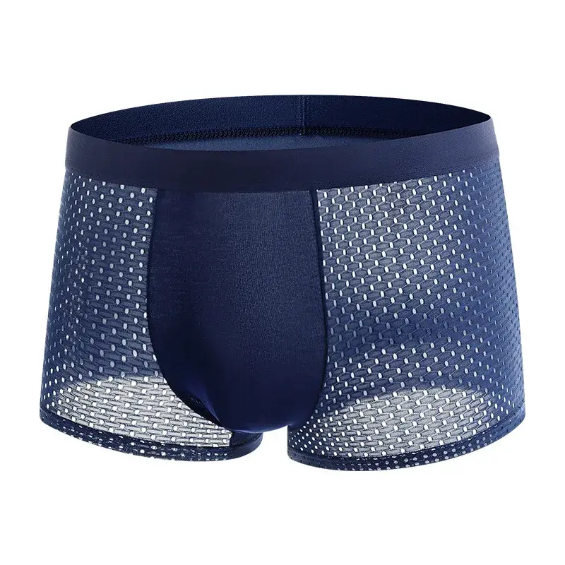 4pcs Men's Underwear Ice Feel Mesh Men Boxershorts Plus Size Panties Solid Sexy Men Boxer Summer Breathable Intimate Underpants — image 3