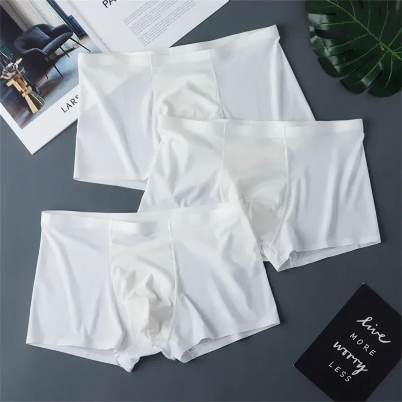 3PCS Mataas na Kalidad ng Panlalaking Ice Silk na Kasuotang Panloob sa Tag-init na Manipis Makahinga na Seamless na Panty Sexy na Panlalaking Panloob na Plus Size — image 12