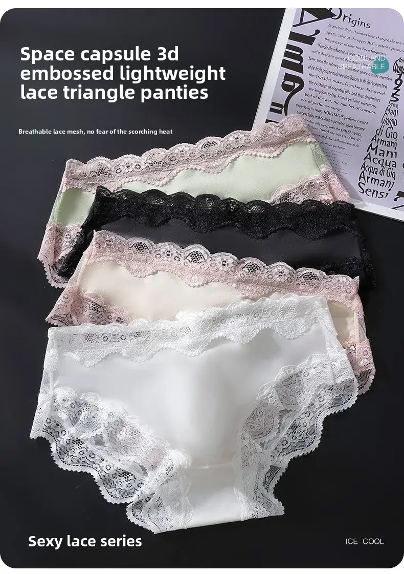3 Pack Male Full Lace Side Briefs Ice Silk Satin 3D Molded Pouch Mid Rise Soft Smooth Men Underpants — image 17