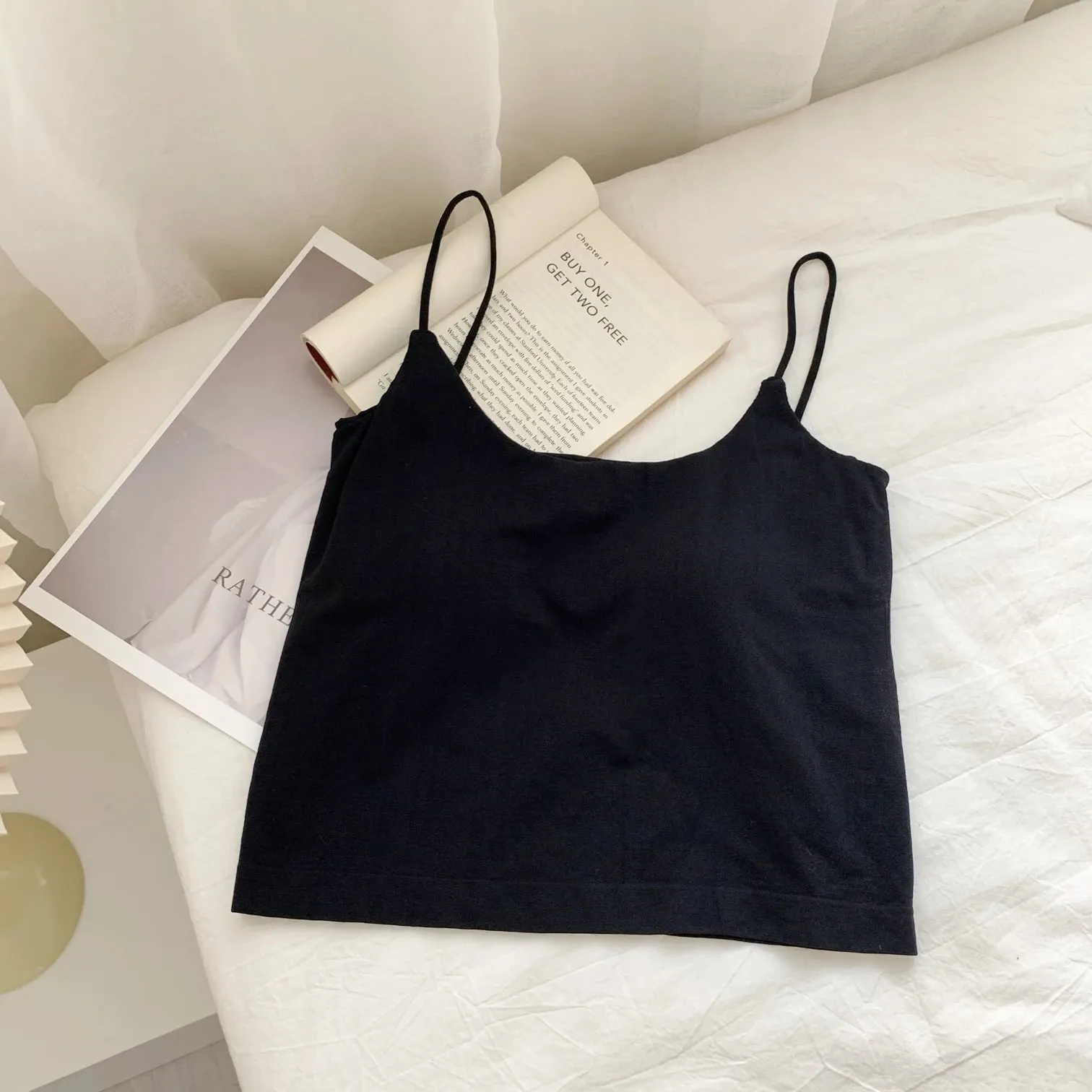Zjaiss 2026 Summer Pure Desire Sexy Camisole Top Adjustable Spaghetti Strap Crop Top Women's Solid Color Y2K Tank Top — image 13