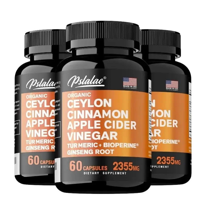Organic Ceylon Cinnamon Capsules with Apple Cider Vinegar Turmeric Bioperine Supports Joint Brain Digestive & Heart Health