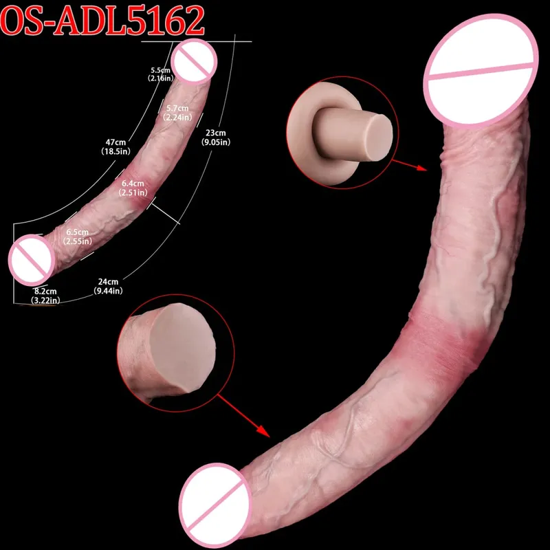47cm Makatotohanang Mahabang Dildos Double Head Anal Vaginal Stimulator Sex Toy na May Sucker Para sa Lesbian Couples Gay Men Adult Tools — image 13