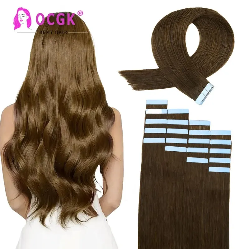 12A Tape In Hair Extensions 100% Remy Human Hair Pre-taped Skin Weft Adhesive Strips For Women Salon Use High Quality 14-22 Inch — image 12
