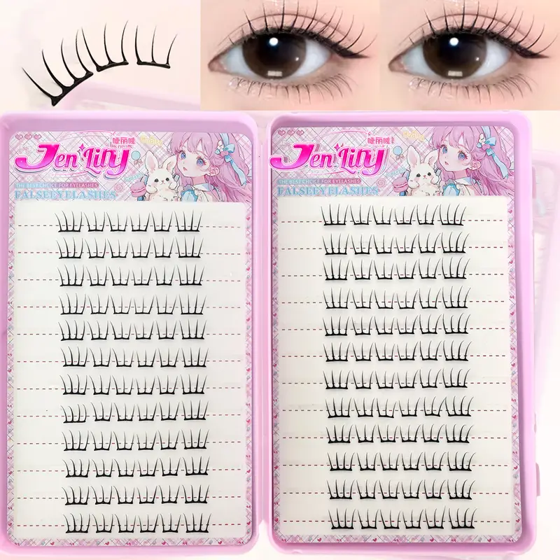 K-pop 2.0 Style Self-Adhesive False Eyelashes Easy Wear No Glue Trendy Daily/Party Eye Makeup Accessory