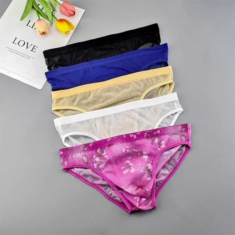 Plus Size Transparent Underwear See Through Sexy Briefs for Men with Pouch Nylon Hombre Slips Breathable Male Panties XL-4XL — image 2