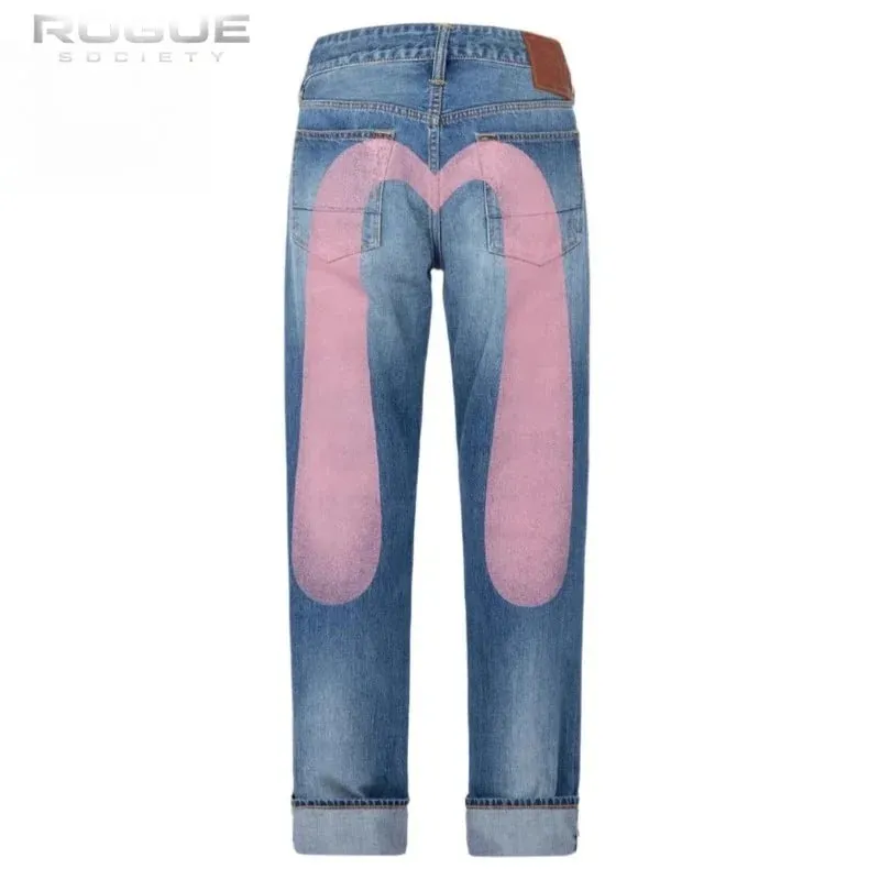 Trend Arrival Jeans Mens Loose Fit Tapered Casual Streetwear Fashion Print High Waist Straight Leg Denim Pants Harajuku Unisex — image 3