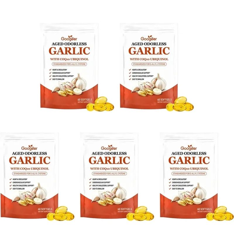 Googeer Aged Odorless Garlic Softgels with CoQ10 Ubiquinol Vitamin K2 (MK-7) for Circulation & Cholesterol Support 60 Softgels — image 10