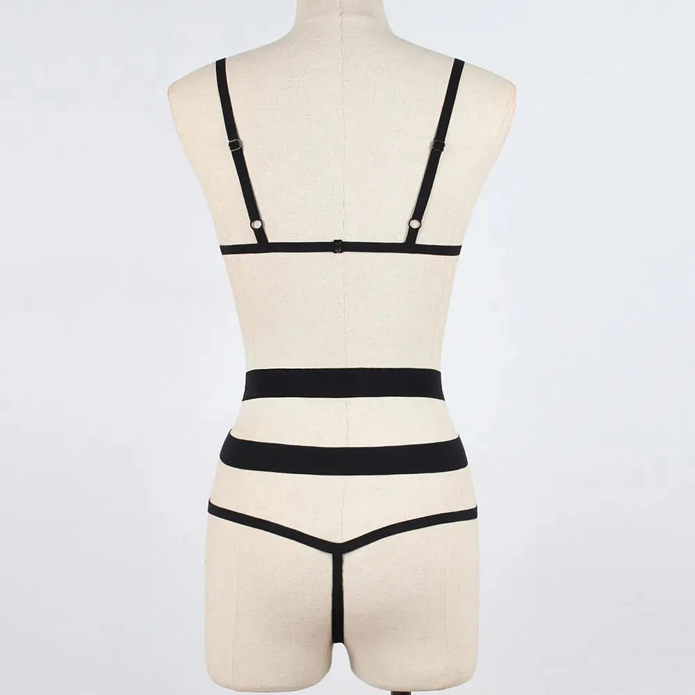 Lingerie feminina espartilho bandagem oco underwire atrevido musselina roupa de dormir roupa de dormir — image 5