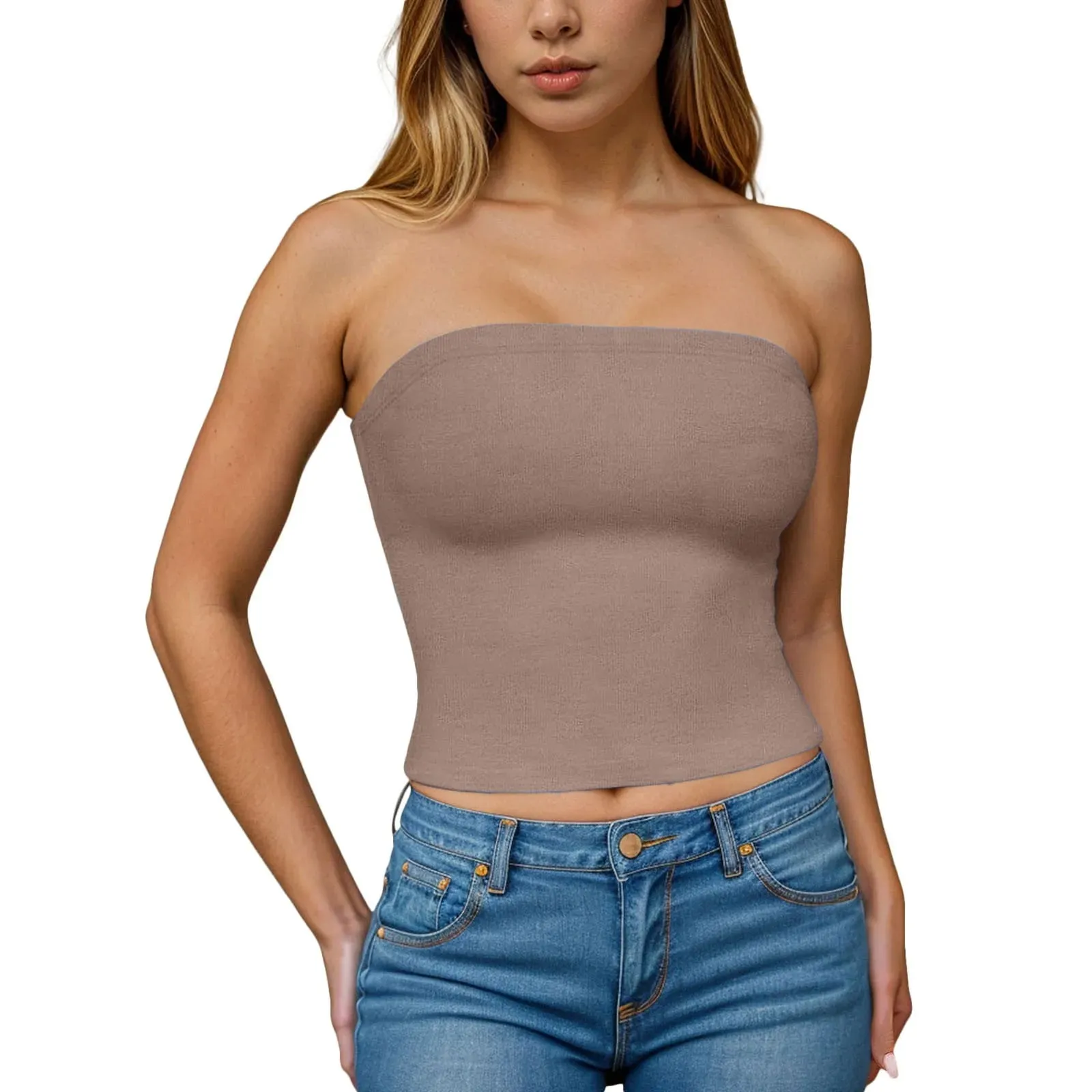 Sexy Off Shoulder Tube Tops Women Strapless Solid Color Backless Bandeau Tops Summer Slim Fit Bottoming Shirts Underwear