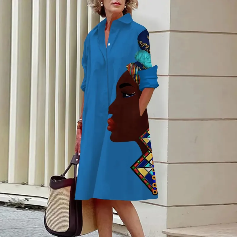 Verão novos vestidos femininos moda personagem arte padrão solto tamanho grande casual temperamento commuter irregular saia longa topos — image 3