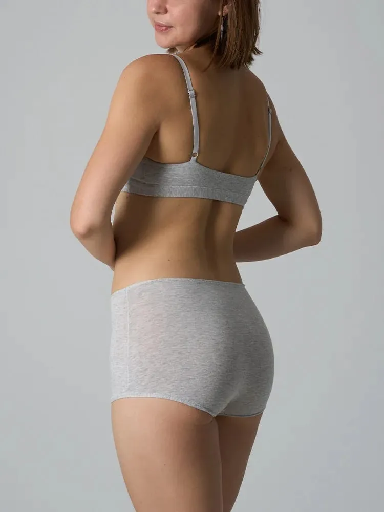 Conjunto de sutiã e bermuda sem aro de algodão – conjunto de duas peças de lingerie de malha canelada sem acolchoamento — image 4