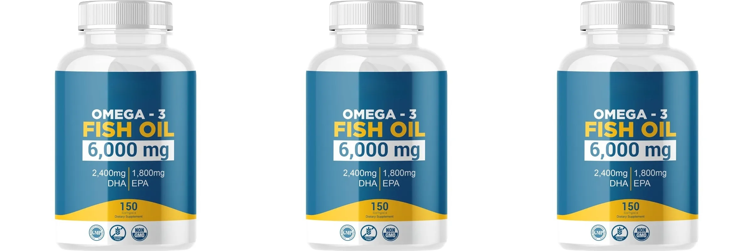 Omega 3 Softgels de óleo de peixe Suplemento diário de alta potência EPA DHA para adultos apoia a saúde imunológica das articulações 150 Softgels não OGM