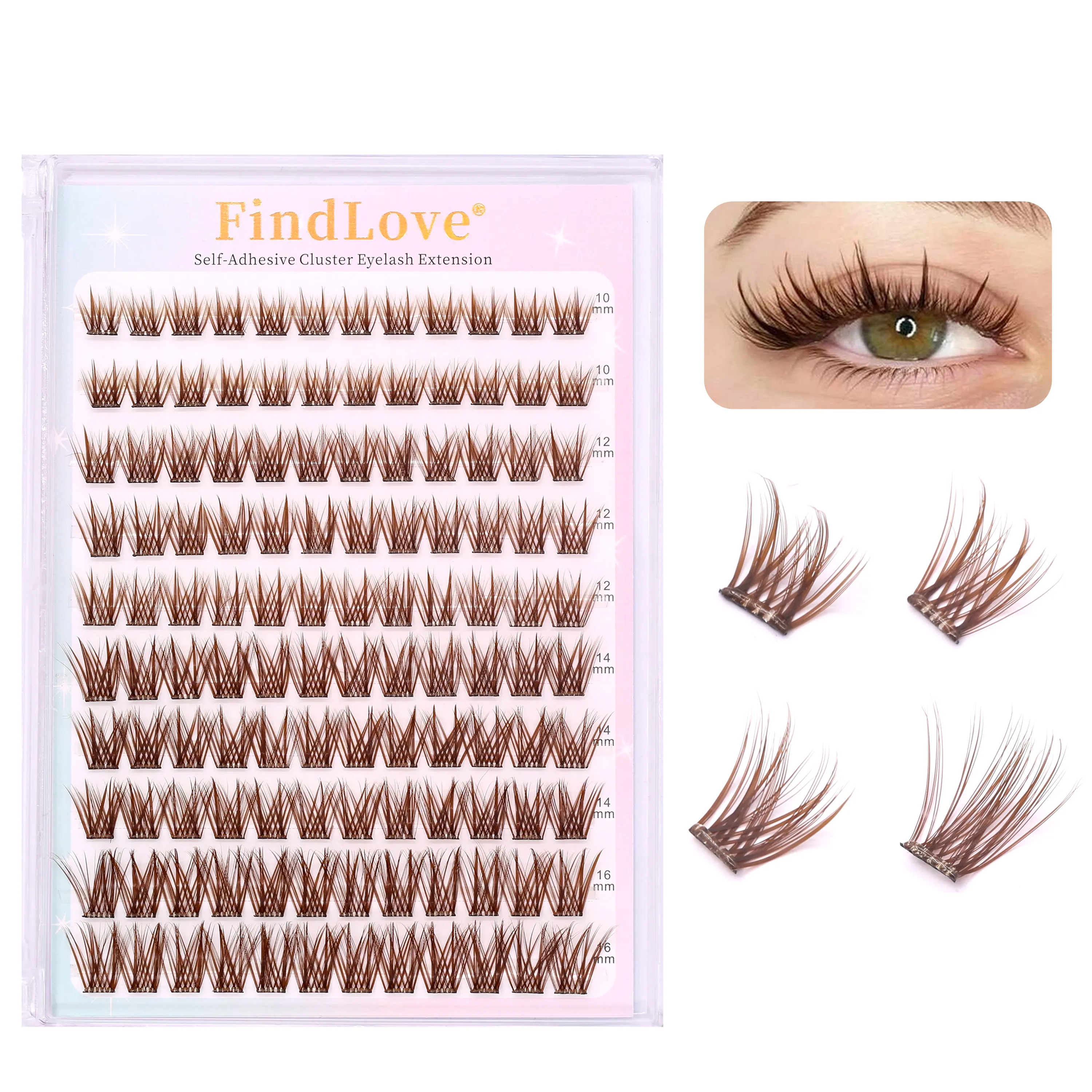 Brown Color Popular High-quality Self-Adhesive Eyelash Extension 3-4Times Reusable Handmade Large Capacity Enlarged Double Eye — image 2