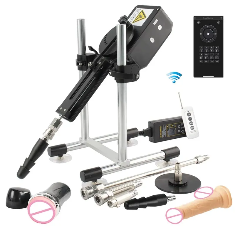 70W Automatic Telescopic SEX Machine 3-9cm Adjustable Stroke Metal & Dildo Attachments Adult Personal for Couples Men Women