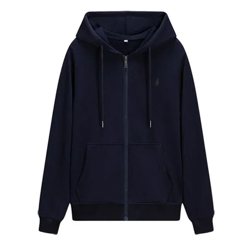 O novo outono e inverno casual masculino roupas esportivas moda ao ar livre jogging fitness zíper moletom com capuz e quente — image 9