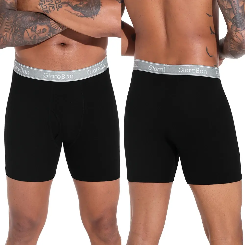 4 pçs preto perna longa 100% algodão boxer para homens nova roupa interior masculina marca calcinha e cuecas para homme shorts caixa deslizamento briefs — image 1