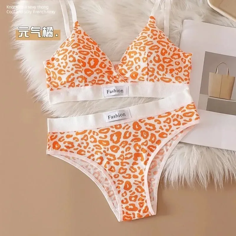 Summer New Women's Leopard Print Traceless and Steel Rim Bra Adjustable Shoulder Strap Back Women's Underwear Set — image 12