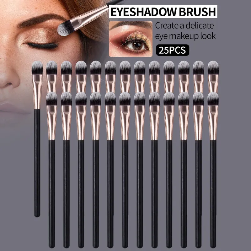 Wholesale 25PCS Single Eyeshadow Shader Brush Fluffy Dual-Tone Hair Eye Makeup Applicator Bulk Eyeshadow Brushes For Salon Perso