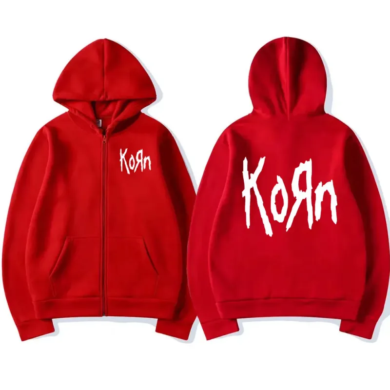 Korn Rock Band Letter Logo Zipper Hoodie Men's Metal Gothic Vintage Oversized Zip Up Hoodies Streetwear Punk Sweatshirts Jackets — image 3