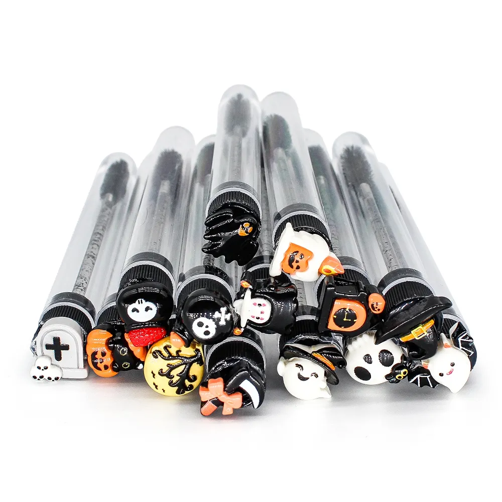 10/50pcs Professional Halloween Tube Mascara Wand - Spooky Horror & Cute Face Brushes Eyelash & Eyebrow Grooming Kit for Parties — image 4