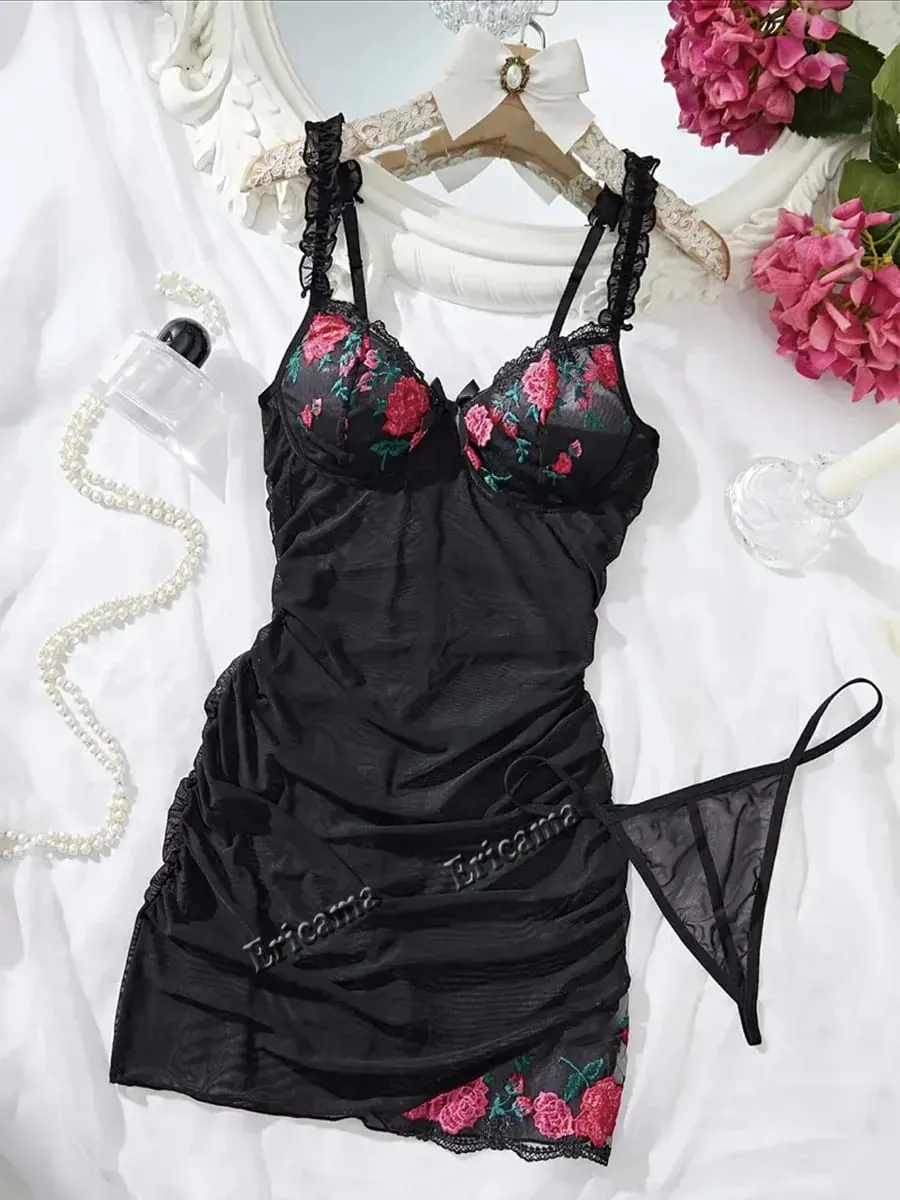 Sexy Bra Set Transparent Lace Erotic Underwire Bra Lace Sexy Lingerie Fancy Outfit Romantic Hot Underwear Set Mga Set ng Bra at Panty — image 2