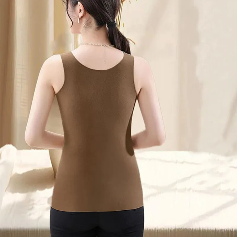 1pcs Women Thermal Tops Girls Traceless Solid Color Vest Base Layer Warm Tank Top Autumn Winter Female Sexy Slim Camisole