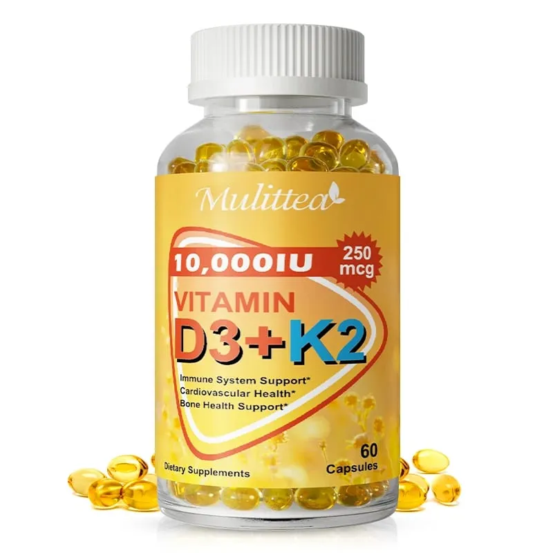 Mulittea Vitamin D3 with 250mcg Vitamin K2 Capsules For Joint Health Boosting Calcium Absorption Hearth Health & Immune Support