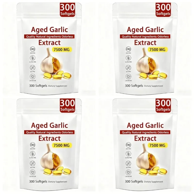 Aged Garlic Extract Softgels Odorless Immune Balance Support Antioxidant-Rich Daily Formula 7500 Mg Heart Vitality 300 Softgels
