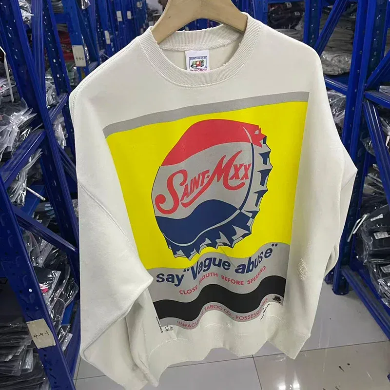 25FW Washed Grey SAINT Hoodies Men Woman Oversize Streetwear Damaged Hooded Pullovers Graphic Print Sweatshirts — image 38