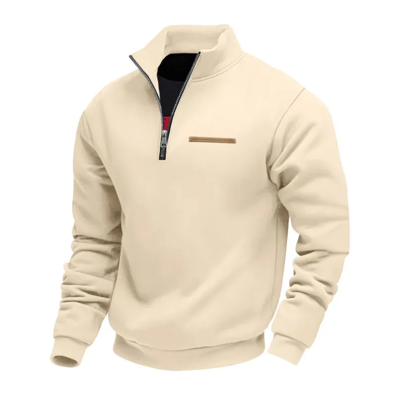 Men's Thick Fleece Stand Collar Sweatshirt Autumn Winter Color Block Striped Warm Outdoor Casual Daily Jacket Outerwear Cozy