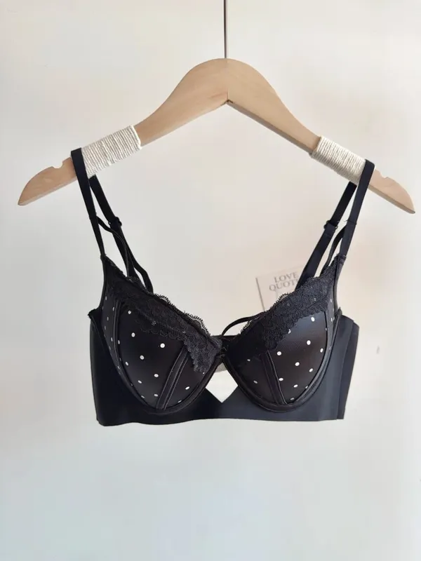 French Lace Push Up Bra Set Polka Dot Small Cup Shaping Sweet Sexy Erotic Lingerie Comfort Underwire Women Intimate Apparel S-xl