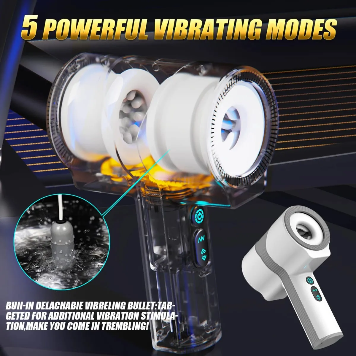 Automatic Male Masturbators Cup with 5*5*7 Thrusting Rotating Vibrating Quiet Hands Free Pocket Pussy Stroker 3D Sex Toys for Me — image 4