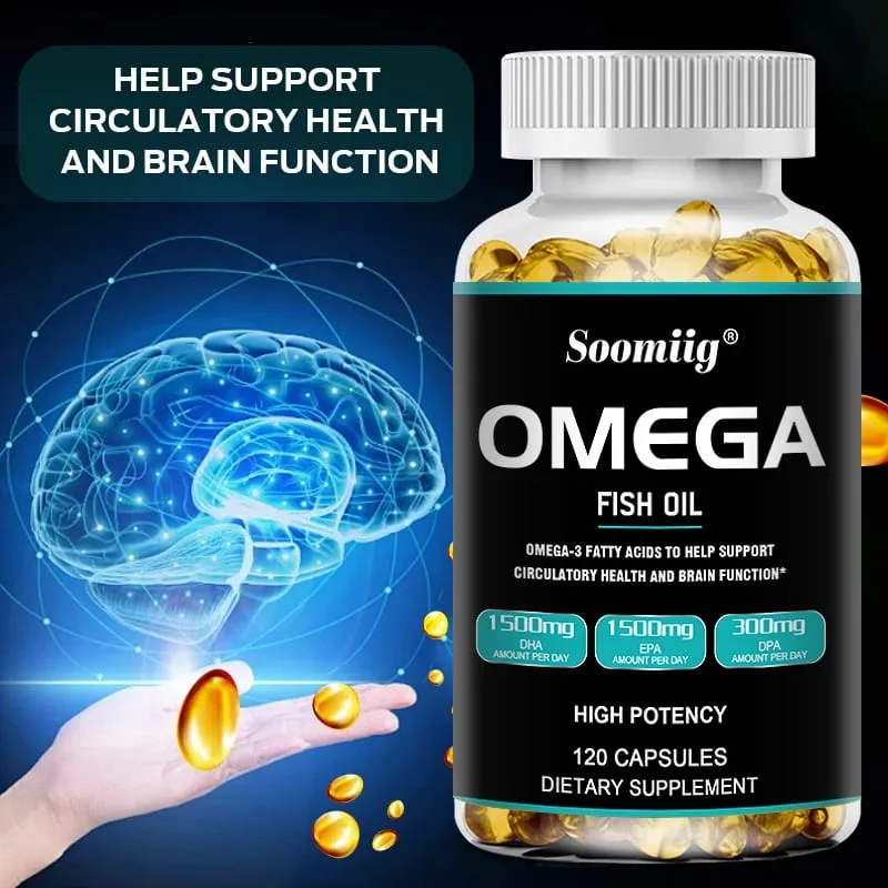 Omega 3 halolaj lágyzselé 3300 mg nagy hatékonyságú EPA-val és DHA-val Támogatja az energiát, a szívet, az ízületeket, a szem bőrét és az immunitást — image 1