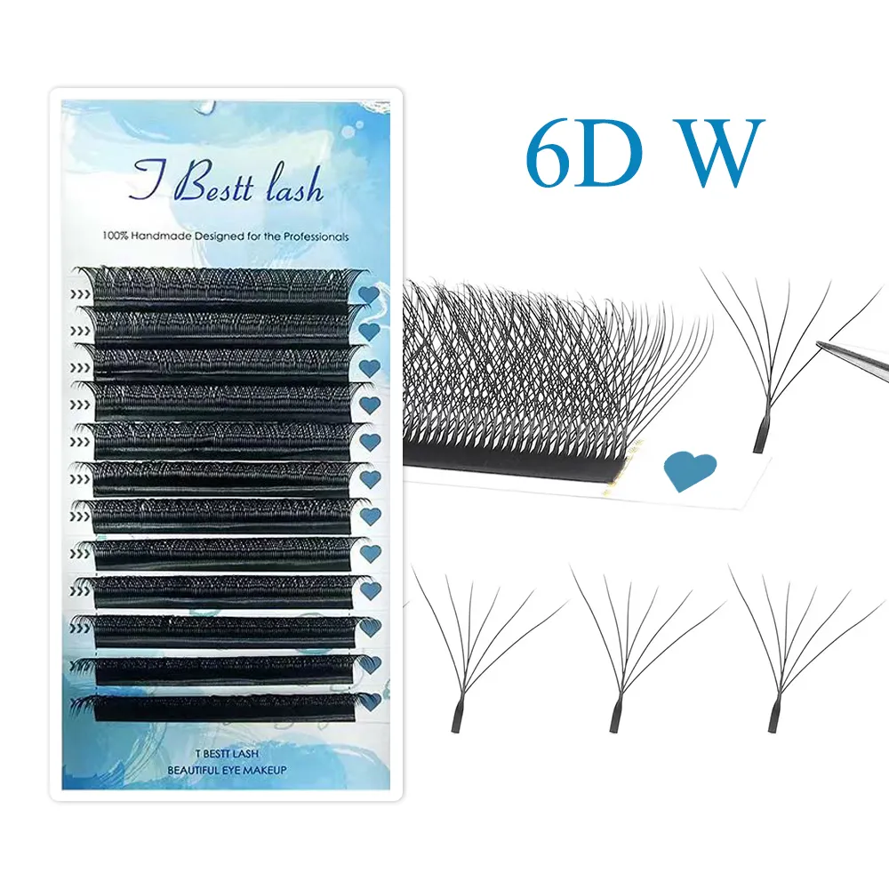 Tbestt 5D-W Tvarované prodloužení řas Předpřipravené objemové vějíře Clover W Style Lashes Falešné norkové řasy Měkké Snadné větrání řas — image 2