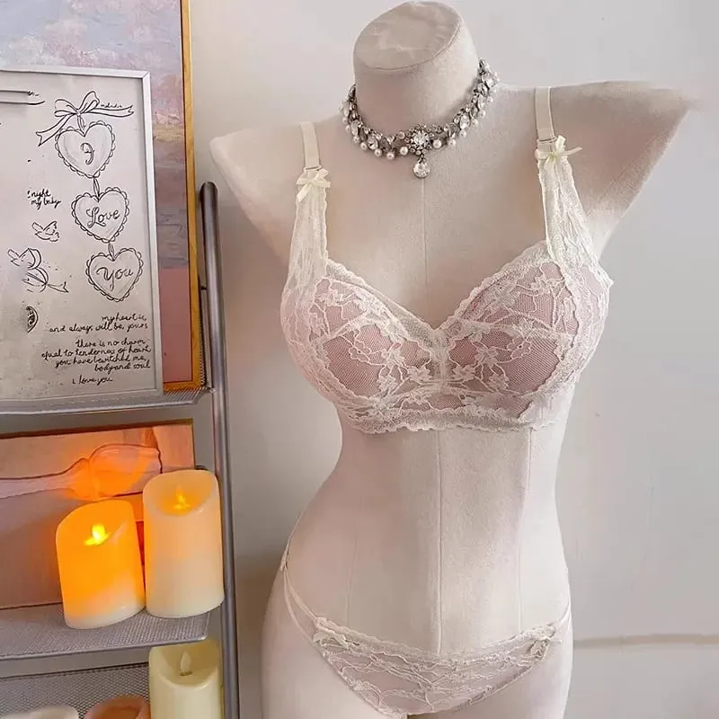 Female Halter Style Bow Lace Bra Padded Push‑Up No Underwire Soft Inner Wear Lingerie for Small Bust Daily Wearセクシーな — image 11