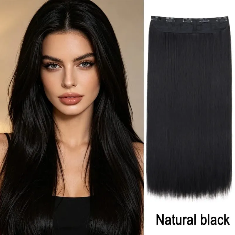 24Inch Synthetic Long Straight Thick One Piece Hair Extension Heat Resistant Fake Hair for Women Daily Use — image 9