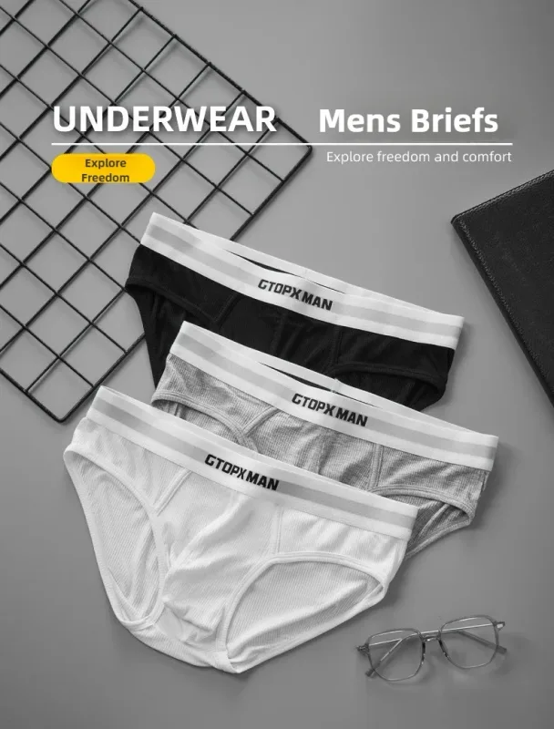3Pack Summer Single Layer Herr Underkläder Lågfärgade Trosor för Herr Elastisk Comfort Fit Kalsonger Ropa Interiör Hombre — image 8