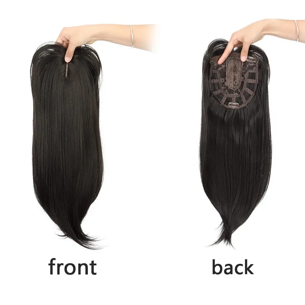 Synthetic Hair Woman Topper Clip In With Bangs Hairpiece Hair Extension Thin Breathable Blonde Toppers Hair Women Wig Fake Hair — image 3