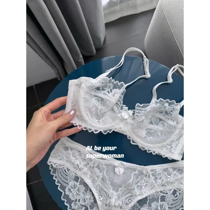 French Lace Minimizer Bra for Women Full Bust Support Bra Ultra Thin & Breathable Anti-Sagging Sexy Tushy Bra Set MOYISU Sexy — image 3