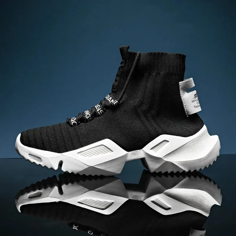 Mode högkvalitativ Mesh Sneakers Herr Fritidssko Lättvikt Bekväm snörning Herr Walking High Top Sneakers — image 1