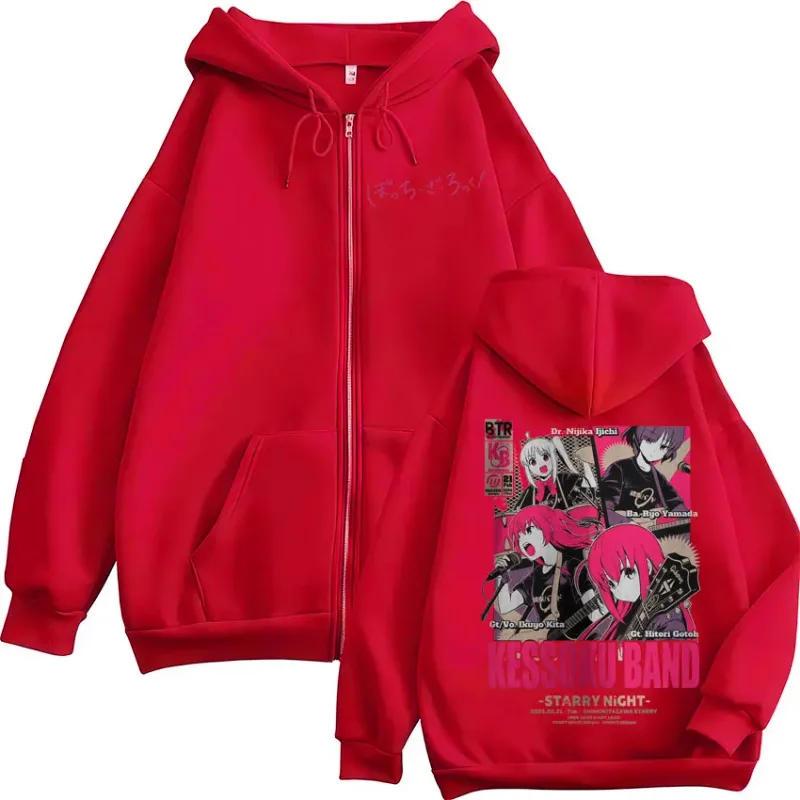 Anime Bocchi The Rock Zipper Hoodies Hitori Gotoh Yamada Ryo Kita Ikuyo Ijichi Nijika Zip Up Sweatshirts Men Women Pullover Coat — image 8
